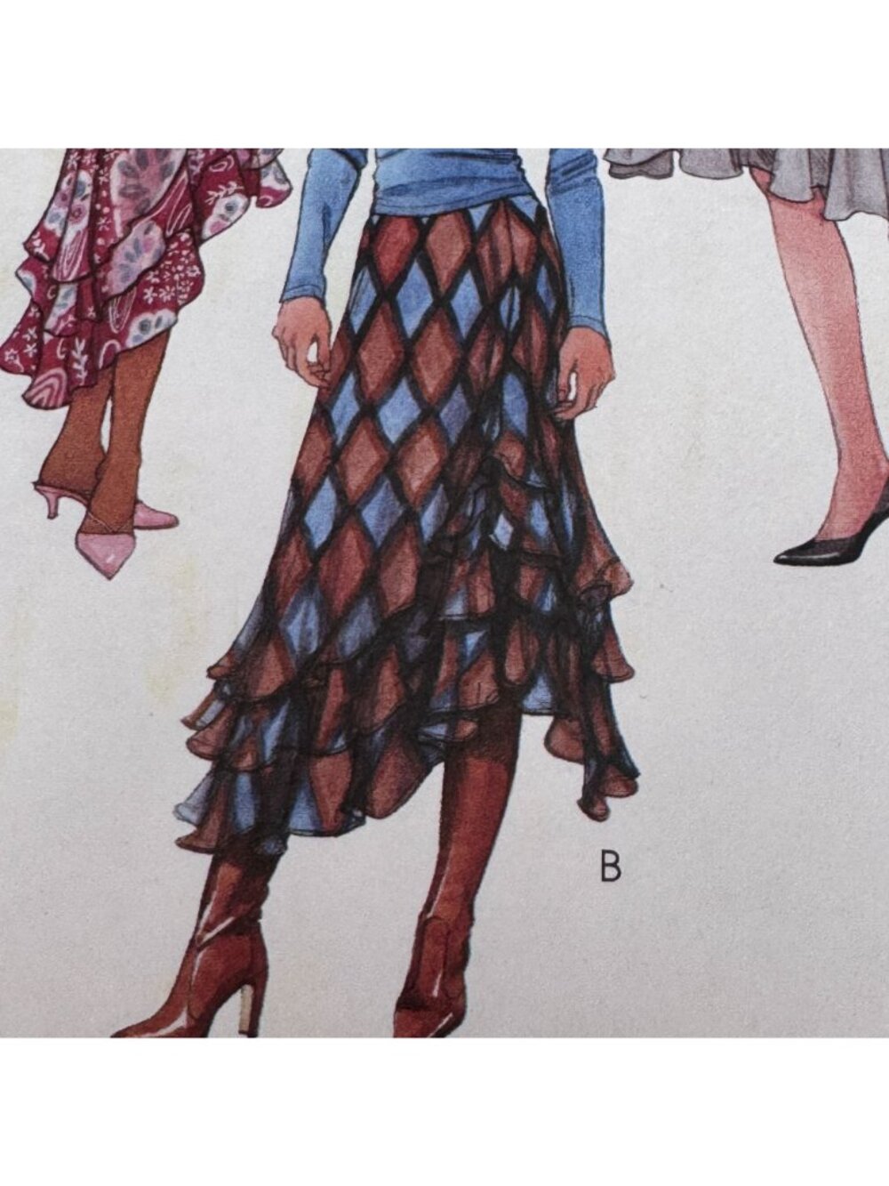 McCalls Sewing Pattern M4594 Y2K Flowy Skirt Ruffle Hem Boho Chic 4-10 Uncut - Picture 4 of 12